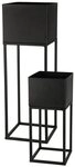 Spetebo Blumenst&auml;nder Garten Metall Blumentopf 2er Set schwarz 58 / 37cm (Set,...