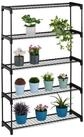 relaxdays Blumenst&auml;nder Schwarzes Blumenregal Metall 5 Ebenen
