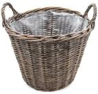 Spetebo Weidenkorb Pflanzkorb mit Henkel - Weide / grau - 40 cm (Set, 1 St.,