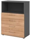 HAMMERBACHER Aktenschrank Regal 3OH 4 Sch&uuml;be graphit/Nussbaum