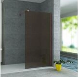 Belvit Walk-in-Dusche Duschabtrennung Duschglas Bronze mit Kupferprofil 8mm,