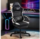 HOMCOM Gaming-Stuhl mit Fu&szlig;st&uuml;tze, Rautenf&ouml;rmiges R&uuml;ckenlehnendesign