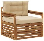vidaXL Sofaelement Outdoor-Sofa Massives nholz und Polyester Natur und Beige (1...