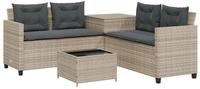 vidaXL Gartenlounge-Set Gartensofa in L-Form mit Tisch und Kissen Hellgrau Poly