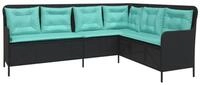 vidaXL Loungesofa Gartensofa mit Kissen L-f&ouml;rmig Schwarz Polyrattan, 1 Teile