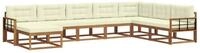 vidaXL Gartenlounge-Set Outdoor-Sofagarnitur mit Kissen 8 pcs Natur und Creme,