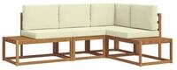 vidaXL Sofaelement Outdoor-Sofagarnitur mit Kissen 4 St&uuml;ck Natur und Creme (4...
