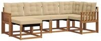 vidaXL Gartenlounge-Set Outdoor-Sofagarnitur mit Kissen 6 pcs Natur und Beige,