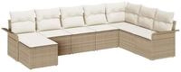 vidaXL Gartenlounge-Set Gartensofa-set mit Kissen 8 pcs Beige Poly-Rattan,...