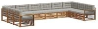 vidaXL Gartenlounge-Set Sofagarnituren 10 pcs Nat&uuml;rlich und Hellgrau...