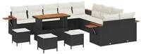 vidaXL Loungesofa Gartensofa-set mit Kissen 18 pcs Schwarz und Creme...