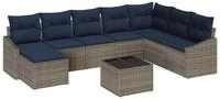vidaXL Gartenlounge-Set Gartensofa-set mit Kissen 8 pcs Grau und Marineblau