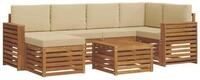 vidaXL Gartenlounge-Set Ecksofa Set mit Kissen 7 pcs Natur und Beige Massivholz,