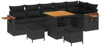 vidaXL Loungesofa Gartensofa-set mit Kissen 11 pcs Schwarz Poly-Rattan, 11 Teile