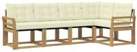 vidaXL Gartenlounge-Set Outdoor-Sofagarnitur mit Kissen 5 pcs Wei&szlig; und Creme,