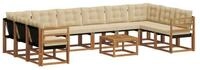 vidaXL Gartenlounge-Set Outdoor-Sofagarnitur mit Kissen 11 pcs Natur und Beige,