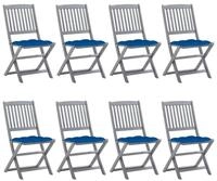 vidaXL Gartenstuhl Klappbare Gartenst&uuml;hle 8 Stk. mit Kissen Massivholz (8 St)