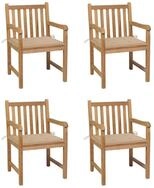 vidaXL Gartenstuhl, Gartenst&uuml;hle 4 Stk. mit Beigen Kissen Massivholz Teak