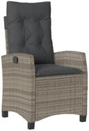 vidaXL Gartensessel, Outdoor Sessel Verstellbar mit Kissen Grau Poly Rattan