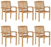 vidaXL Gartenstuhl, Stapelbare Gartenst&uuml;hle mit Kissen 6 Stk. Massivholz Teak