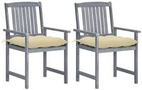 vidaXL Gartenstuhl Gartenst&uuml;hle mit Kissen 2 Stk. Grau Massivholz (2 St)