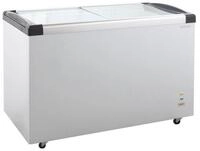 GastroHero Gefriertruhe Tiefk&uuml;hltruhe 355 Liter mit Glasschiebedeckel & Rollen