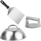 relaxdays Burgerpresse Smash Burger Set 3-teilig Edelstahl (3 St), Edelstahl
