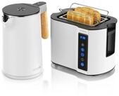 Arendo Fr&uuml;hst&uuml;cks-Set Edelstahl Wasserkocher 1,5l, 2-Scheiben Kurzschlitz Toaster,