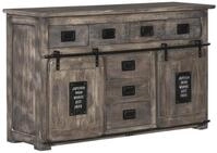 Massivmoebel24 Sideboard RAILWAY (Massivholz), Mango 150x45x90 grau lackiert...