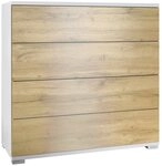 Vladon Kommode Pavos V3 (Sideboard, mit 4 Schubladen), Wei&szlig; matt/Eiche Evoke...