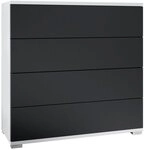 Vladon Kommode Pavos V3 (Sideboard, mit 4 Schubladen), Wei&szlig; matt/Schwarz matt...