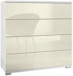 Vladon Kommode Pavos V3 (Sideboard, mit 4 Schubladen), Wei&szlig; matt/Creme...