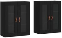vidaXL Sideboard Wandschr&auml;nke 2 Stk. Schwarz Holzwerkstoff (2 St)