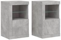 vidaXL Beistellschrank Beistellschr&auml;nke mit LED-Leuchten 2 Stk Betongrau