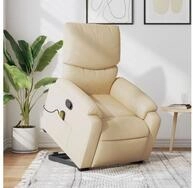 vidaXL Sessel vidaXL Massagesessel mit Aufstehhilfe Creme Stoff