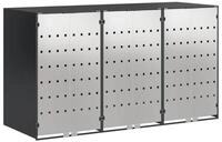 vidaXL M&uuml;lltonnenbox Wagenm&uuml;llbeh&auml;lter f&uuml;r 3 Beh&auml;lter Stahl Anthrazit (1...