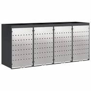 vidaXL M&uuml;lltonnenbox Wagenm&uuml;llbeh&auml;lter f&uuml;r 4 Beh&auml;lter Stahl Anthrazit (1...