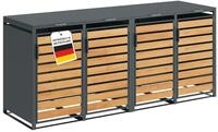 STEELS&Oslash;N M&uuml;lltonnenbox Kestra 120L aus verzinktem Stahl (Anthrazit/Holz, F&uuml;r 4