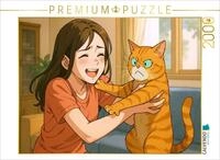 CALVENDO Puzzle CALVENDO Puzzle Frau umarmt Katze, die das nicht will, 2000...