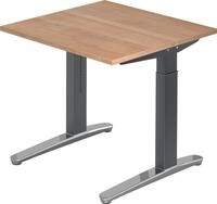 HAMMERBACHER Schreibtisch Schreibtisch C-Fu&szlig; 80x80cm Nussbaum/Graphit-Alu...