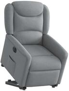 vidaXL Sessel Relaxsessel mit Aufstehhilfe Elektrisch Hellgrau Stoff (1-St)