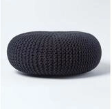 Homescapes Pouf Gro&szlig;er Strickpouf 100% Baumwolle, schwarz