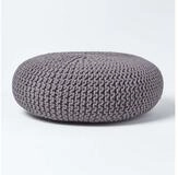 Homescapes Pouf Gro&szlig;er Strickpouf 100% Baumwolle, grau