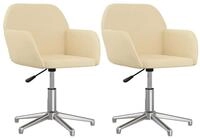 vidaXL Esszimmerstuhl Esszimmerst&uuml;hle 2 Stk. Drehbar Creme Stoff (2 St)