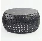 Wohnling Couchtisch WL7.358 Couchtisch rund Aluminium schwarz 65cm Marmor