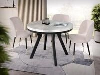 WFL GROUP Esstisch Lume ausziehbar rund modern mit schwarzen Holzbeinen (MADE...