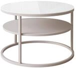 Lookway Couchtisch CIRI SLIM GLASS Kaschmir mit Ablage (1 Tisch), Durchmesser:...
