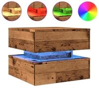 vidaXL Couchtisch NA Couchtisch mit LED Leuchten Altholz-Optik 50x50x40 cm