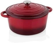 Gastro Spirit Bratentopf Topf mit Deckel &Oslash; 24 cm rot aus emailliertem Gusseisen