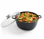 relaxdays Schmortopf mit Glasdeckel, &Oslash;28 cm schwarz|silberfarben 28 cm x 28 cm...